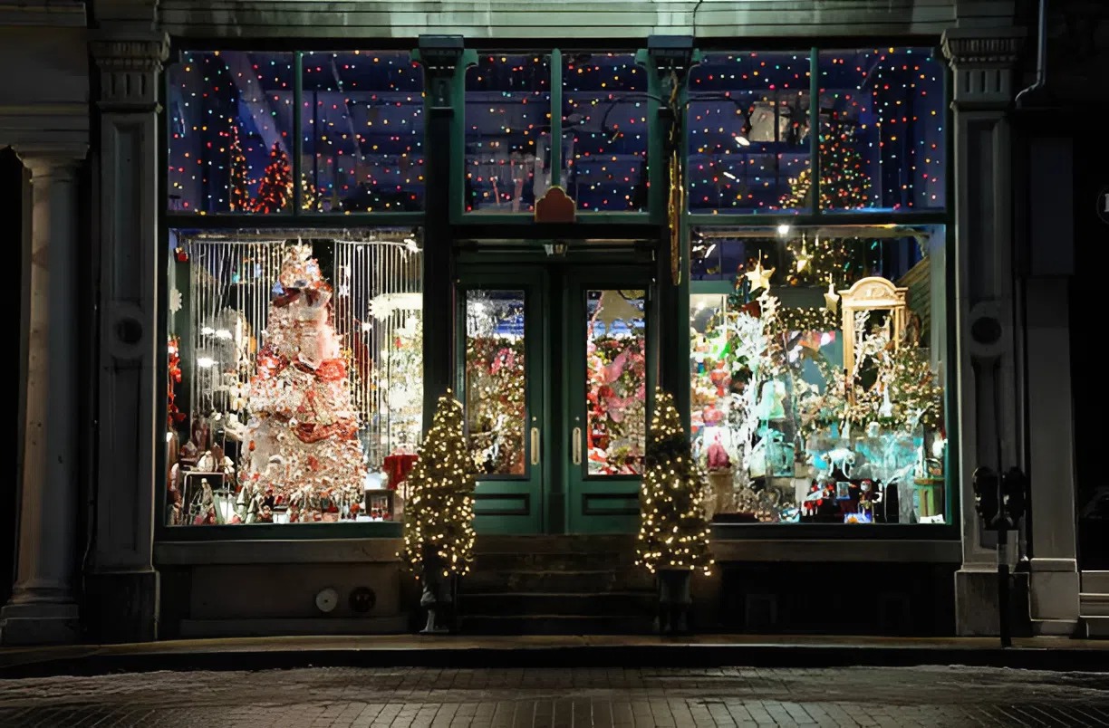 Festive retail display with fresh seasonal paint and decor by a painter in Bethesda, MD