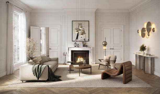 Living room with soft white and warm neutral wall tones by a painter in Germantown, MD